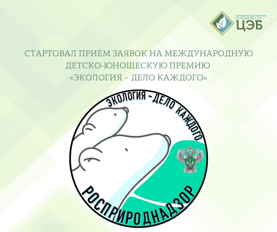 стартовал приём заявок на международную детско-юношескую премию «экология – дело каждого»